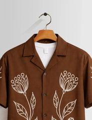 Maroon Outline Mens Half Sleeves Shirts - XPST