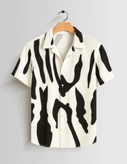 Black Scratch Printed Mens Half Sleeves Shirts - XPST