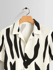 Black Scratch Printed Mens Half Sleeves Shirts - XPST