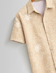 Cream Outline Mens Half Sleeves Shirts - XPST