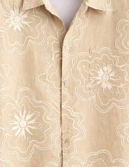 Cream Outline Mens Half Sleeves Shirts - XPST
