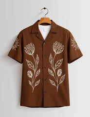 Maroon Outline Mens Half Sleeves Shirts - XPST