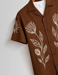 Maroon Outline Mens Half Sleeves Shirts - XPST