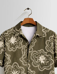 Outline Flower Mens Half Sleeves Shirts - XPST
