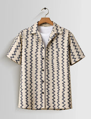 Vertical Zigzag Mens Half Sleeves Shirts - XPST